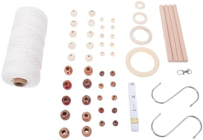 Funien Macrame Supplies kit Macrame wall Hanging kit wall Hanging Weaving 3mm 115Y Natural Cotton Cord with Wooden Beads Rings Sticks S Hooks for Beginners - Image 7