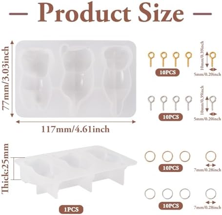 1Pcs Cat Shape Silicone Molds Cute Cat Kitten Keychain Resin Molds Pet Kitten Cabochons Silicone Mold with 20pcs Bails and 20pcs Jump Rings for DIY Earrings Keychain Jewelry Making Supplies - Image 2