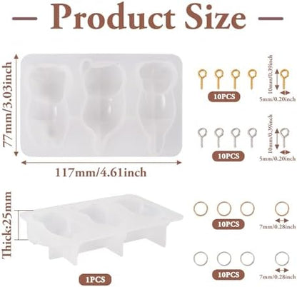1Pcs Cat Shape Silicone Molds Cute Cat Kitten Keychain Resin Molds Pet Kitten Cabochons Silicone Mold with 20pcs Bails and 20pcs Jump Rings for DIY Earrings Keychain Jewelry Making Supplies - Image 2