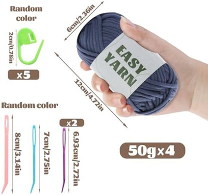 UzecPk 4 * 50g/1.76oz Beginner Yarn, 4 * 87yds Beginner Crochet Yarn - Image 2