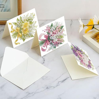 6pcs Diamond Art Painting Greeting Card Kit, DIY flowers Diamond Art Greeting Cards for Blessings and Wishes Special Shaped Diamond Greeting Card Arts Crafts for Christmas Birthday Thanksgiving Day - Image 5
