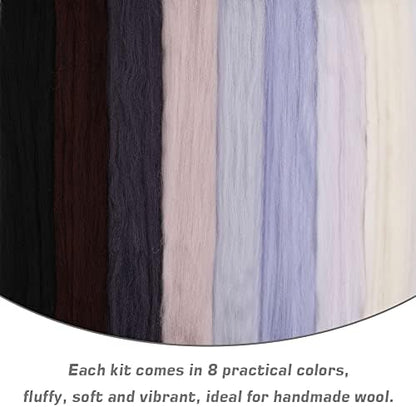 Wonvoc Needle Felting Wool 2.82oz /80g, 8 Colors Wool Roving (Winter) - Image 5