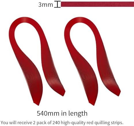Acoeitl Quilling Paper Strips 240 Strips Red Paper Quilling Set Width 3mm Length 54cm Quilling Supplies DIY Quilling Paper Quilling Art Strip for Crafts (2 Pack) - Image 2