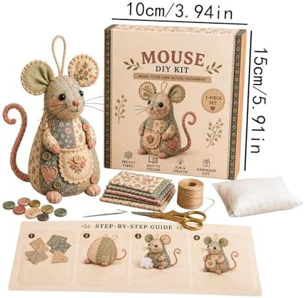Embroidery Maker Kit with Buttons Mouse Ornament - Image 4