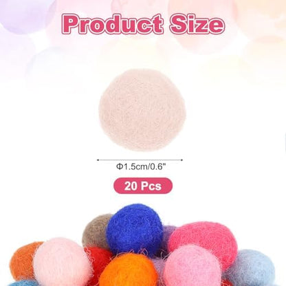 PATIKIL Wool Felt Balls Beads Wool Felting Pom 1.5cm 15mm Pale Pink for Home Decor DIY Crafts Handcrafts Project Pack of 20 - Image 2