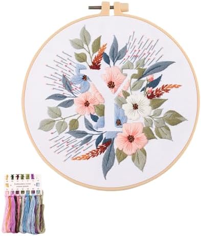 artcici Embroidery Kits Plant Flower Leaf English Letter Patterns for Beginners Adults, Full Range Embroidery Starter Kits Cross Stitch Needlework Supplies (Letter Y) by Unknown