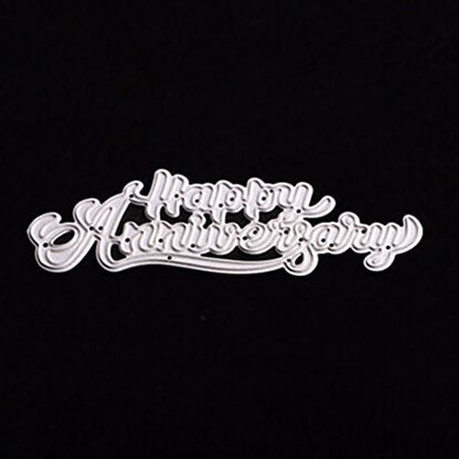 Letter Thank You Mr&Mrs Best Wishes Happy Anniversary Heart Metal Cutting Dies Stencil DIY Scrapbooking Embossing Tool DIY Paper Cards Album Decoration (Happy Anniversary) - Image 6