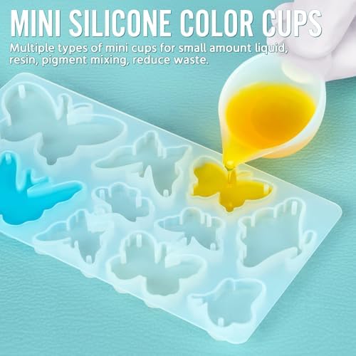 SWIGRANCE Epoxy Resin Mixing Tools Kit 36Pcs, Reusable Soft Silicone Tools, Includes A3 Non-Stick Silicone Mat, Measuring Cups, Dropper Pipettes, Stir Sticks, Brushes, Resin Casting DIY Jewelry Making - Image 6