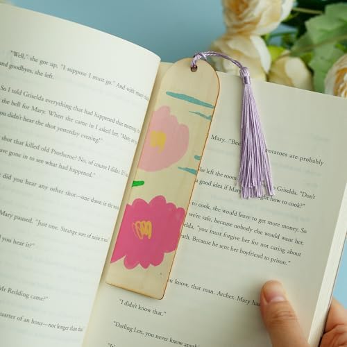 SWATOM Wood Bookmarks Blank DIY Semicircle Wooden Bookmark Craft Bulk 30 PCS Unfinished Wood Tags Ornaments with Holes and Tassels for Wedding Party Birthday Decoration - Image 3