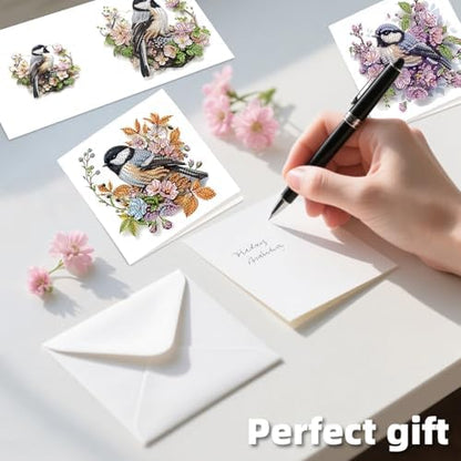 C'eitura 12Pcs Bluebird Diamond Art Painting Greeting Card Kit with Envelopes, DIY Bird Theme Christmas Birthday Thanksgiving Card Making Set, Nature Inspired Handmade Card Craft - Image 5