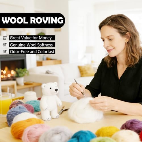 VNAKER 3.4oz Needle Felting Wool Black for DIY Needle Craft Enthusiasts - Image 4