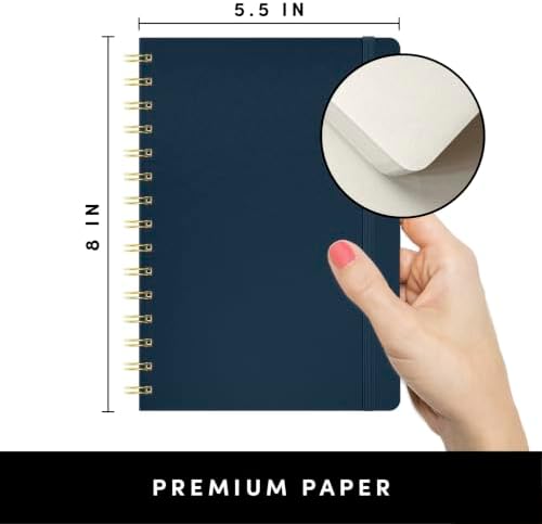 PAPERAGE Travel Journal Kit, Travel Notebook & Scrapbook Set, Hardcover Blank Spiral Notebook, 5 Sticker Sheets, 2 Photo Corners, 3 Washi Tapes & Black-Ink Gel Pen with Pen Holder - Navy - Image 3