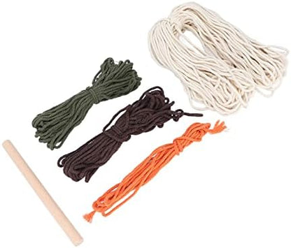 Pattern Macrame Kit, DIY Weaving Craft Set for Adults, Bohemian Wall Hanging Kit with Cotton Threads and Wooden Stick, Relaxing Home Decor Crafting Activity - Image 4