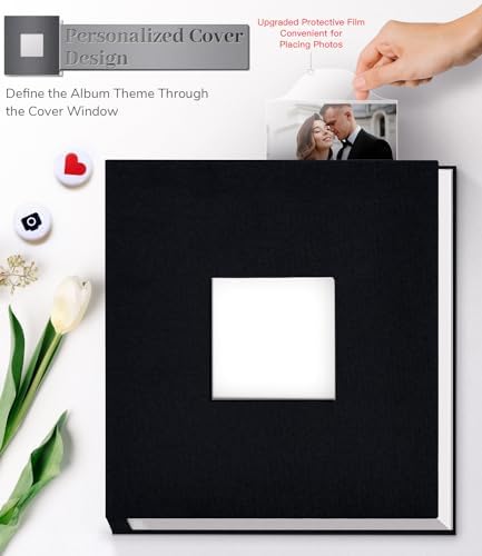 Artfeel Photo Album Self Adhesive Scrapbook Album for 3x5 4x6 5x7 8x10 Pictures,120 Pages Linen Cover with Display Window DIY Photo Book,Ideal Gifts for Family Travel Wedding Baby - Image 2