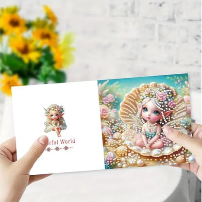FANYLuan DIY Diamond Cards, 6pc Fairy Mermaid Cartoon Greeting Card Kit, Modern DIY Art Painting, Foldable, Teen & Adult - Image 4