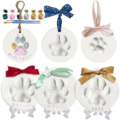 MYPAWLETS Dog Cat Pawprints Keepsake Kit,3 Round,Clay Paw Print Ornaments by MYPAWLETS