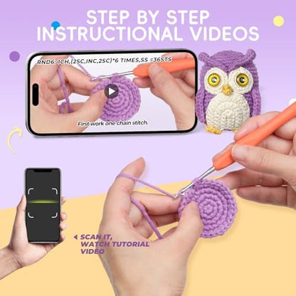 Crochet Kit for Beginners, 2-Pack owl Animal Kits for Adults, Amigurumi Set - Image 4