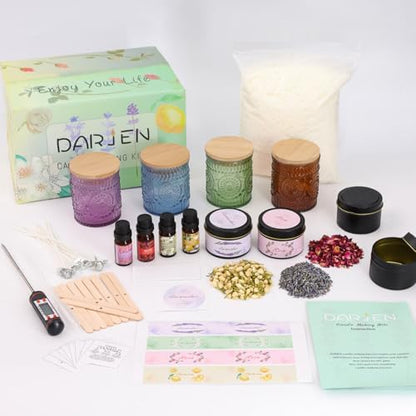 DARJEN Candle Making Kit for Adults, 8 Jars & Tins Soy Wax Scented DIY Set by DARJEN