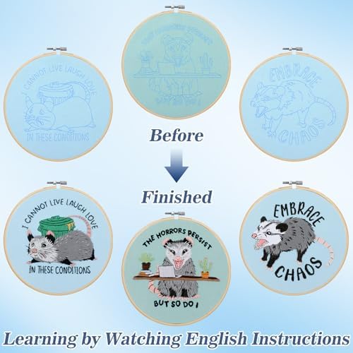 Mindsoft 3 Set Needlepoint Kit for Beginners with Hoop,Possum - Image 5
