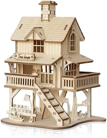 3D Wooden Puzzle for Adults, Creative Treehouse Design Model Kit by MakingLifeFunforCool