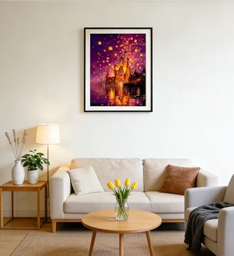 CraftBliss Paint by Numbers for Adults, Magical Sky Lantern Castle, DIY Acrylic Oil Painting Kit on Canvas, Fantasy Landscape Wall Art for Beginners, Home Decor Gift for Art Lovers, 12x16 inch - Image 4