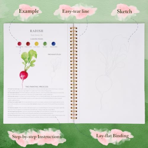 Watercolor Workbook for Beginners,18 Rich Vegetables Water Coloring Book,Relaxing & Easy to Paint Water Coloring Book with 24 Colors-Perfect for Gifting to Creativity & Joy for Adults - Image 5