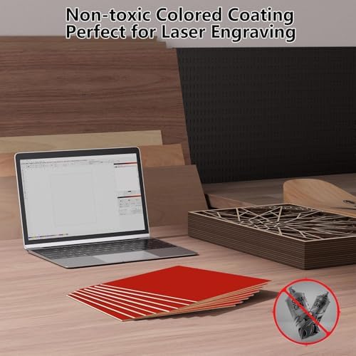 4 Pack Red Basswood Sheets for Crafts, 12"x12"x1/8" (3mm) Unfinished Plywood for Laser Cutting & Engraving, DIY Ornaments & Architectural Models - Image 3