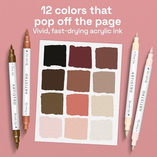 ARTISTRO 12 Skin Tones Dual-Tip Acrylic Paint Marker Pens for Drawing - Image 2