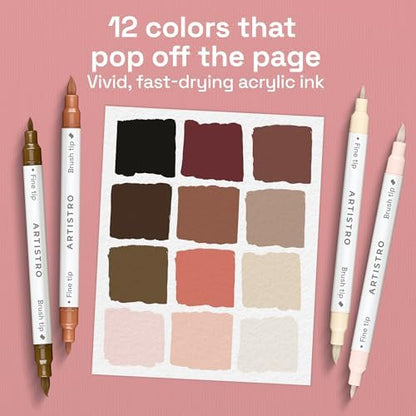 ARTISTRO 12 Skin Tones Dual-Tip Acrylic Paint Marker Pens for Drawing - Image 2