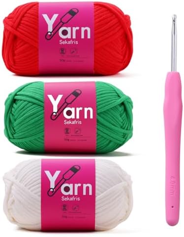 Beginner Yarn for Crocheting Cotton Crochet Yarn #4 Mixed Colors by Sekafris