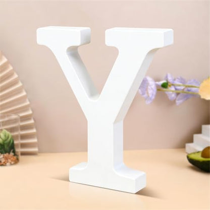 6 Inch White Wood Letters Unfinished Wooden Letters for Wall Decor Decorative Standing Letters Slices Sign Board Decoration for Craft Home Party Projects (Y) by Unknown