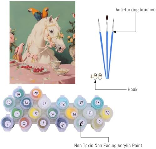 pchmcu Vintage Paint by Numbers Kits for Adults,Horse Parrot Paint by Number for Adults Beginner, Paint by Numbers Kits on Canvas for Home Wall Decor 16x20inch - Image 5