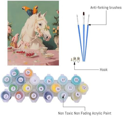 pchmcu Vintage Paint by Numbers Kits for Adults,Horse Parrot Paint by Number for Adults Beginner, Paint by Numbers Kits on Canvas for Home Wall Decor 16x20inch - Image 5