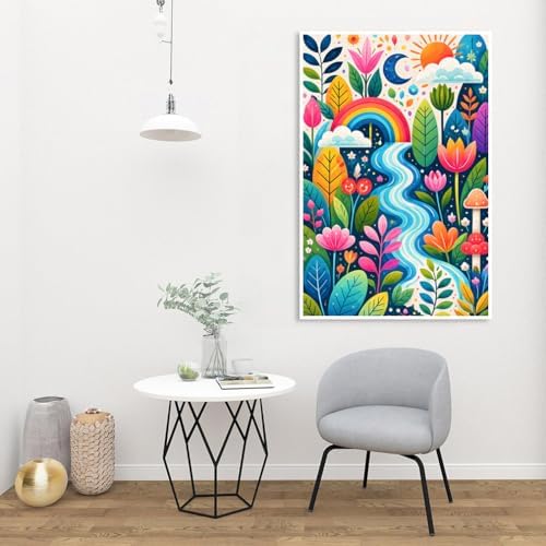 MaiMMaledy Paint by Numbers Kit 8Lx12W inch for Adults Beginners Canvas Pictures with Framed Drawing Painting Acrylic Pigment with Wooden Triangle Easel Flower Bushes - Image 3