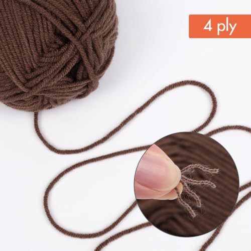 NICEEC 300g Soft Assorted Colors Yarn 100% Acrylic 870yds -Brown34# - Image 2