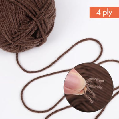 NICEEC 300g Soft Assorted Colors Yarn 100% Acrylic 870yds -Brown34# - Image 2