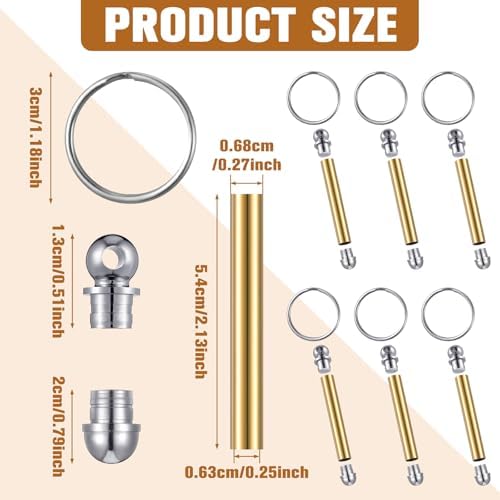 XunYee 12 Pcs WoodTurning Keychain Kit Woodturning Project Kit Wood Turning accessories Mandrel Woodturning keychain for Carpentry woodworker gift (Sliver) - Image 2