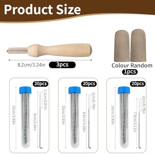Needle Felting Kit - 60pcs Wool Felting Supplies with 3 Sizes Felting Needles 3 Wooden Handles & Fingercots Needle Felting Tools for Beginner Adults Professional DIY Felting Crafts - Image 2