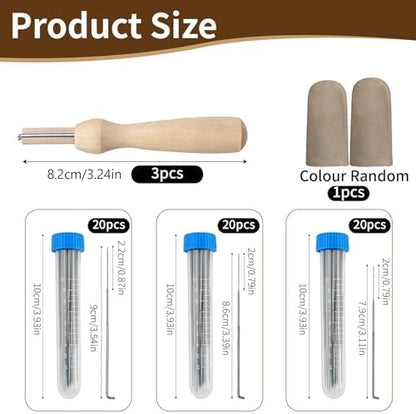 Needle Felting Kit - 60pcs Wool Felting Supplies with 3 Sizes Felting Needles 3 Wooden Handles & Fingercots Needle Felting Tools for Beginner Adults Professional DIY Felting Crafts - Image 2