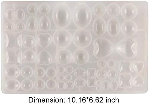 ScivoKaval Cabochon Gem Jewelry Silicone Mold Oval Teardrop Square Heart Round Shapes for Polymer Clay Crafting Resin Epoxy Pendant Earrings Making Casting DIY Craft Mold 29 Design 58 Cavity Large - Image 6