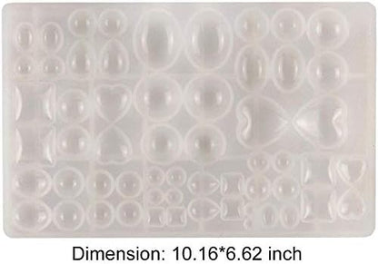 ScivoKaval Cabochon Gem Jewelry Silicone Mold Oval Teardrop Square Heart Round Shapes for Polymer Clay Crafting Resin Epoxy Pendant Earrings Making Casting DIY Craft Mold 29 Design 58 Cavity Large - Image 6