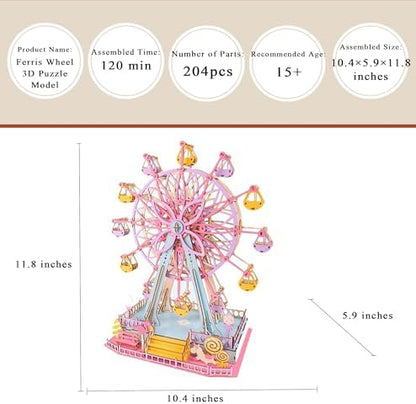 Ferris Wheel 3D Wooden Assembly Puzzle Building Model Kit for Adults - Image 2