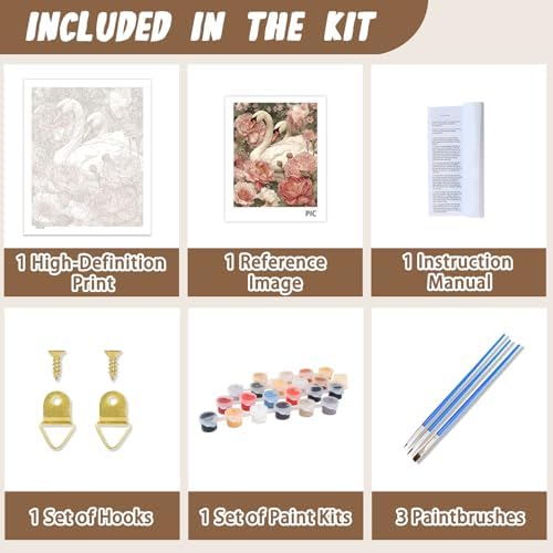 XTCIXAL Paint by Numbers Kit for Adults, Swan, 16X20 Inch - Image 5