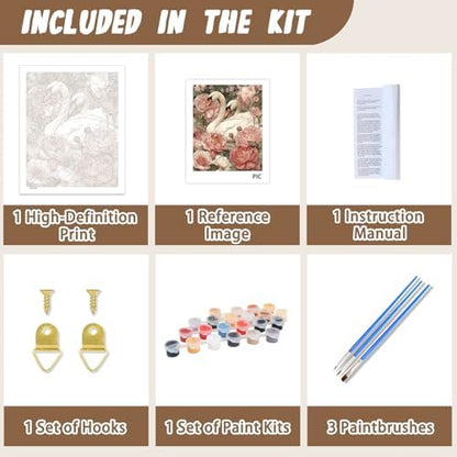 XTCIXAL Paint by Numbers Kit for Adults, Swan, 16X20 Inch - Image 5