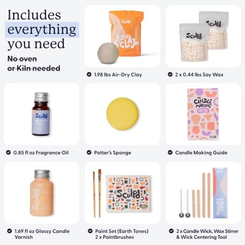 Sculpd Candle Making Kit, 2 Candles, Peony Rose Fragrance, Earth Tones - Image 2