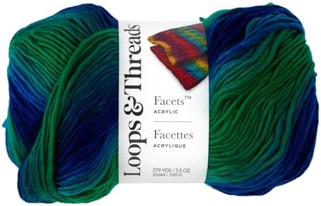 Loops & Threads Facets Yarn - Yarn for Knitting, Crochet, Weaving, and Arts & Crafts - Seaglass, Acrylic, 3.5 oz - Image 6