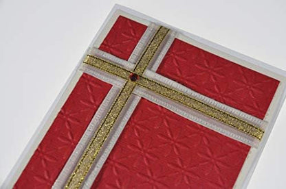 DIY Greeting Card Kit Ribbon Cards Handmade DIY Card Kits Card Making Kit, Thank You & Birthday Cards Card Kit for 10 Project Card (Red Metallic Weave) - Image 4