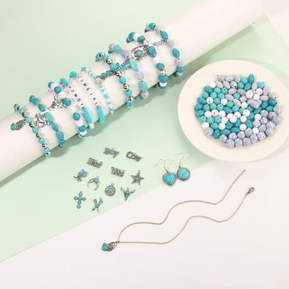 2300PCS+ Western Beads Charms for Bracelet Making Turquoise Clay Heishi Beads Letter Spacer Bead Cactus Star Cowboy Boot Charms for Western Jewelry Making Cowgirl Accessories - Image 2