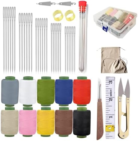 Obear 45-Piece Sewing Kit for Adults and Beginners,Big Eye Stainless Steel Sewing Needles Kit for Hand Sewing with Storage Box and Portable Pouch by Unknown