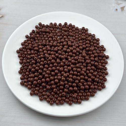 700pcs Acrylic Round Beads for Crafts 6mm Resin Candy Color Spacer Beads with Hole for Jewelry Making Sewing Crafts Decoration Necklaces Bracelets Earrings Supplies(Brown) - Image 2